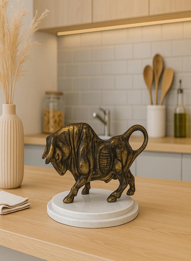 اكستور تمثال ثور من الراتنج بلمسة نهائية من النحاس الأصفر من إكستوري لتزيين المنزل (عبوة من قطعة واحدة، ذهبي وأسود) - Image 4